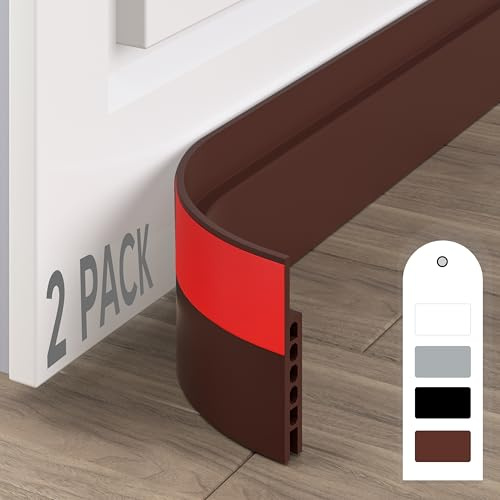 Porte Bas Joint Strip,Boudin d'étanchéité, joint de porte adhésif, bloqueur résistant aux intempéries, joint sonore, butée de porte en silicone, 100 cm 2 pièces, Brun