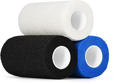 SEADESKY 4 Inch Self Adhesive Bandage Pet Vet Wrap for Horse Cats Dogs Cohesive Bandages Stretch Self Adherent Bandage Elastic Sport Bandage Tape for Wrist Ankle Sprains & Swelling 3 Rolls