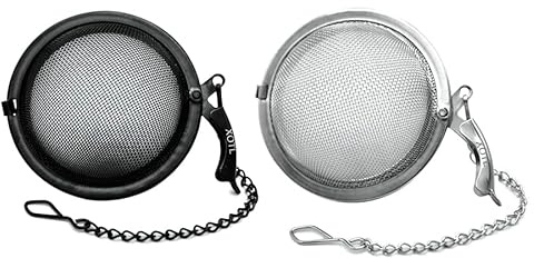 Teboll infusion – tebryggare med lösa blad – tesil för löst te – tesil – tesilar för löst te – teboll – tefilter 2 st (1SVART 2,2 tum, 1SILVER, 2,2 tum)