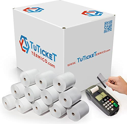 TuTickeT TÉRMICO.com - Rollos de Papel Térmico 80x60x12 mm (120 uds) para Impresoras Térmicas de Tickets y Comandas, Cajas Registradoras y demás TPV. Sin Bisphenol A