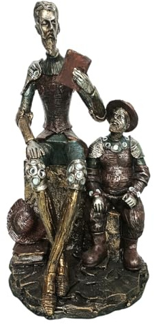 BY SIGRIS Origen Home Decor Don Quijote Y Sancho Panza Figura de Bronce - 31x18x17cm