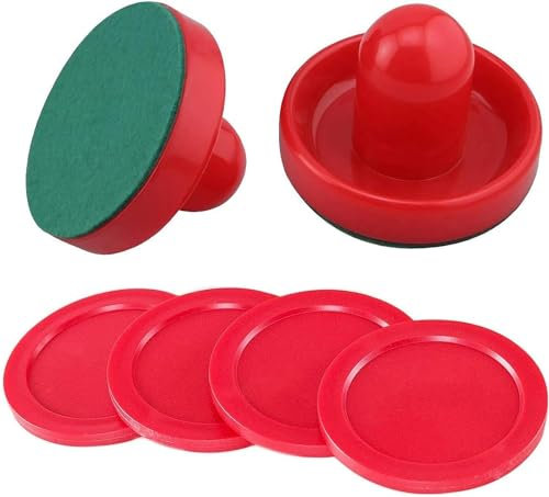 MUJUCHI 2 pièces 76 mm Hockey sur Table avec 2 flanelles et 2 palets pour Jeu de Hockey sur Table (Rouge)