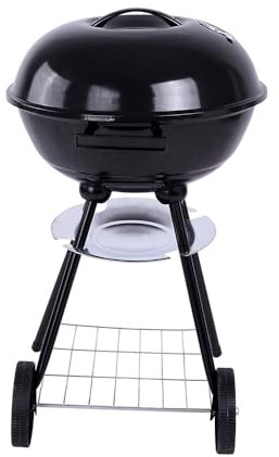 HYCHIKA Barbacoa de Carbón Redonda, Ø47cm 18pulgada Parrilla Compacta con Tapa y Ruedas para Jardín, Balcón y Camping