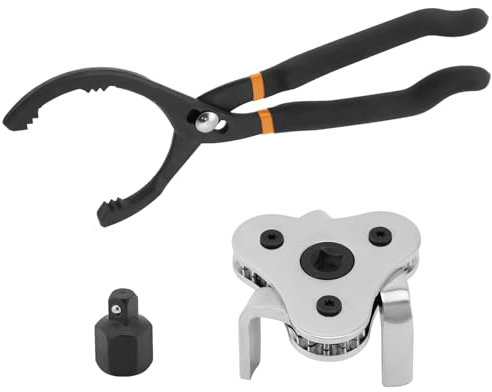 QWORK® 2 Stück Ölfilterschlüssel Set, 30cm Verstellbarer Ölfilterschlüssel, 3-Armig Ölfilterspinne, für Ø 63-120mm Ölfilter