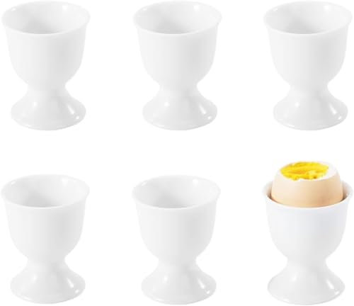 Mujiluxe Lot de 6 coquetiers en céramique empilables - Ustensiles de Cuisine pour Le Petit-déjeuner - Blanc