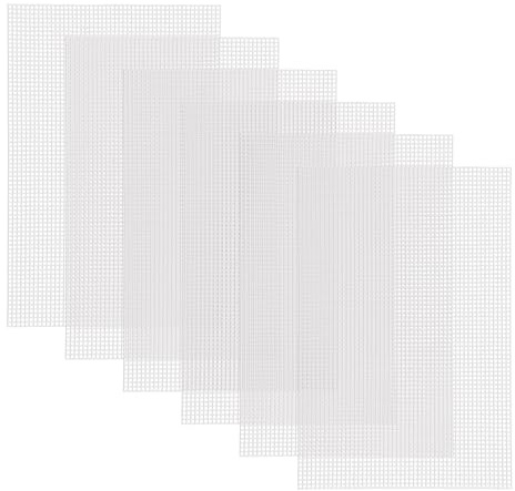 Feuilles de Toile en Maille Plastique,6 Pièces Canevas Plastique Broderie en Maille Blanc Point de Croix Toile a Broder pour Travaux Manuels, Projets de Tricot et de Crochet