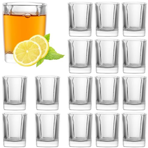 Oungy Lot de 24 verres à liqueur en verre - 60 ml - Verres à Tequila 6 cl - Verres à shot carrés - Verres à vodka - Pour rhum à la maison, liqueur, vodka, whisky, brandy