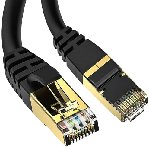 ATEK Cat 8 Ethernet Cable 0.5m, High Speed 40Gbps 2000MHz Network LAN Patch Cord, RJ45 Shielded S/FTP Internet Cable for Router, Modem, Gaming, PC, Laptop, PS5, Xbox, Short Cable, (Black)