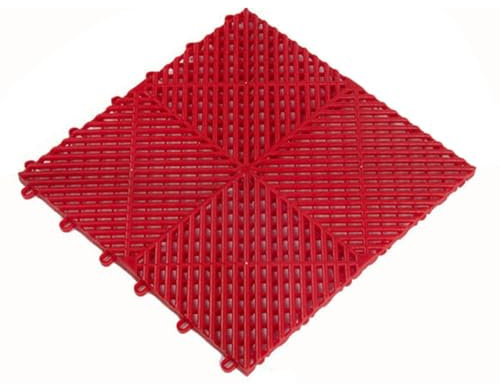HJLKDYM Dalles Sol Extérieures, Modulaires Carrelage À Emboîtement, Salle Lavage Voitures Tapis Drainage Robuste Pour Garage Système Drainage Pour Lave-auto Balcon Cour(Rosso,15.7x15.7x0.7in/12 pack)
