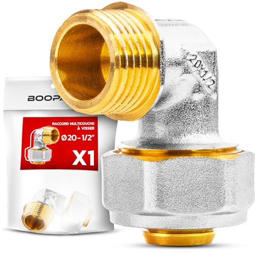 BOOPARTS – Conexión multicapa 20-1/2 (15-21) a rosca – Codo macho multicapa – accesorio de plomería para tubo multicapa 20