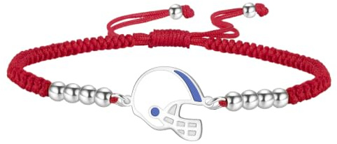 UNIFT Bracelet de football américain pour femme en acier inoxydable réglable avec breloque casque de football Jersey Bijoux Sport Cadeau pour les amateurs de football