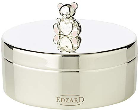 EDZARD Zahndose, Schmuckdose, Pillendose Mamabär, Höhe 4 cm, edel versilbert, anlaufgeschützt