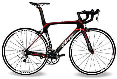 Beiou 2016 700C Vélo de Route Shimano 105 vélos avec Un Cadre 11S 5800 Vélo de Course T800-M40 Fibre de Carbone Aero 18,3 LB Ultra léger Cb013A-2 (Noir et Rouge, 500 mm)