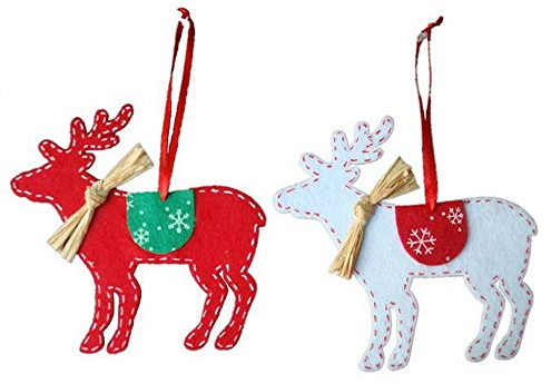 Katpost - Adorno de Navidad de alce, 2 unidades, suministros para colgar en el árbol de Navidad, regalo para niños, decoración de hadas, colgante para niña, niño, manualidades, rojo/blanco, decoración