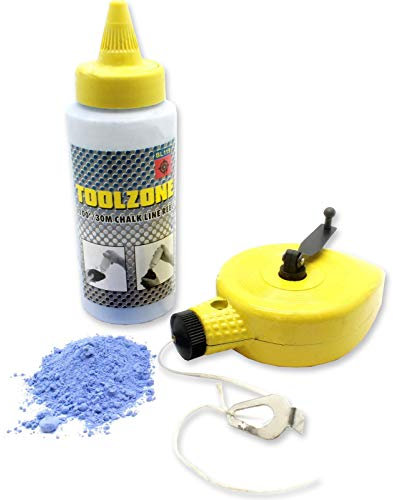 30M Long Chalk Line Reel & Blue Chalk Refill, Level Cutting/Marking Guide