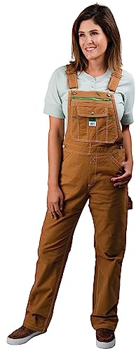 Liberty Women's Washed Duck Bib Overalls, Brown Duck, Medium