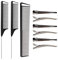 Ensemble de peignes de queue de rat, paquet de 3 peignes de coiffeur Peigne de coiffure Peigne à dents larges et fines Peigne à pilons en fibre de carbone avec 6 pinces à boucles en alligator en métal