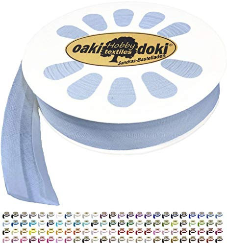Sandras-Bastelladen 20m Schrägband/Einfassband Baumwolle Uni gefalzt Breite 20mm 259-Eisblau