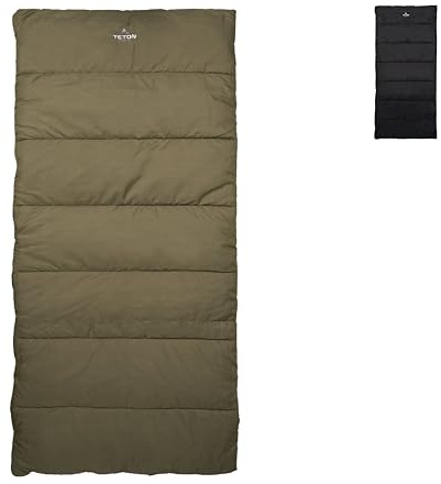 Teton Evergreen Sleeping Bag – Spacious Fit and Cozy Warmth for Adults – Options for Camping in Any Weather 20F, Olive & Stone