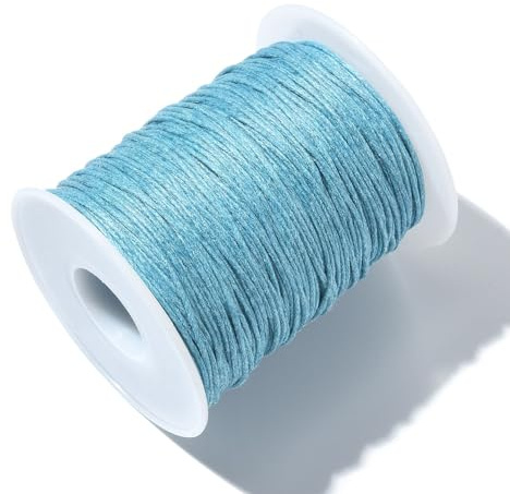 UR URLIFEHALL 100 Yards Light Sky Blue 1mm Waxed Cotton Cord Macrame Waxed Beading Thread String for Braided Bracelet DIY Making