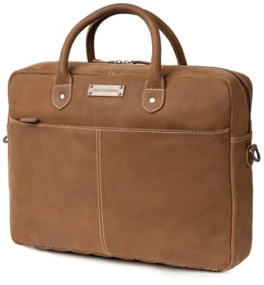 DRAKENSBERG Läderportfölj Hugo för män – äkta handarbete – elegant laptopväska för arbete och resor, 11 l