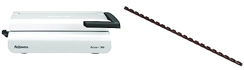 Fellowes Plastikbindegerät A4 Pulsar+ 300 für Büros & Leitz 35040 Plastikbinderücken (A4, Kunststoff, 6 mm, 25 Blatt) 100 Stück schwarz