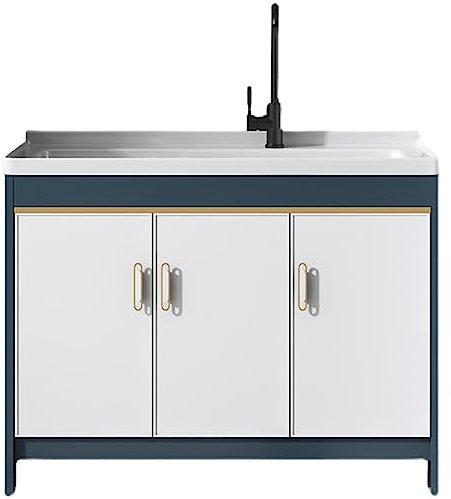 Freistehendes Waschbecken,Keramikbecken Mit Unterschrank,Keramik Handwaschbecken Spültisch,Bäder Spülbecken,Outdoor Freistehende Universalspüle Waschküche,Spüle Für Badezimmer Garage Balkon (Size : 9