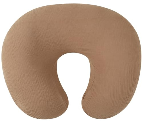 Onacosht Muslin Nursing Pillow Cover Soft 100% Cotton Feeding Pillow Slipcover Fits Standard Infant Nursing Pillow for Baby Girl and Boy, Brown