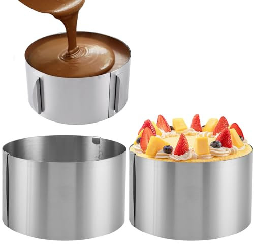 APACALI 2 Stück Tortenring Hoch 10 cm, Edelstahl Backring Verstellbar 16-30 cm, Tortenring Verstellbar Rund mit Befestigungsclips für die Zubereitung von Creme,Schicht und Motivtorten