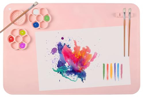 SOQKEEN Silicone Craft Mat, 24×16 Reusable Craft Sheet for Painting, Watercolour, Clay & DIY Projects