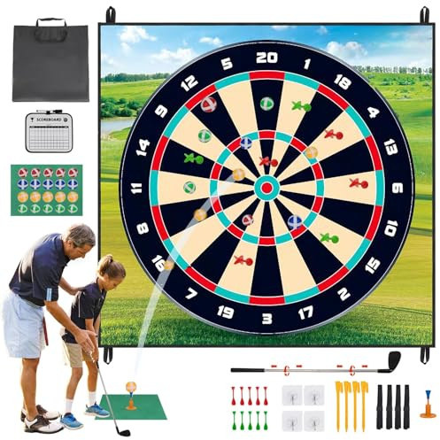 Golf Chipping Game Set, Sticky Golf/Dart Practice Hitting Mats for Indoor Outdoor, Golf Training Aid Equipment with 20 Golf Balls and 10 Darts, Suitable for Golf Lovers and Beginners