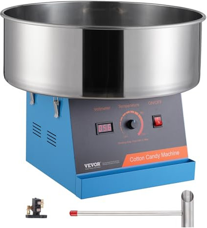 VEVOR Elektrische Zuckerwattemaschine, 1000 W Zuckerwattegeräte, Kommerzielle Zuckerwattemaschine mit Edelstahlschüssel & Zuckerlöffel, Perfekt für Kindergeburtstage zu Hause, Familienfeiern (Blau)