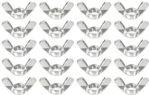 sourcing map M10x1.5 Wing Nut 25 Pcs, 201 Stainless Steel Butterfly Wing Nuts Fasteners Parts Hand Twist Tighten Wing Nuts for Machinery Electronic Equipment DIY, Silver Tone