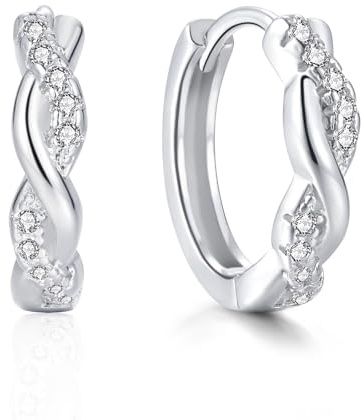 Loutade Creolen Silber 925 für Damen, 925 Sterling Silber Ohrringe Creolen | Hypoallergen Kleine Cubic Zirkonia Schlafen Knorpel Huggie Ohrringe, Unendlichkeitszeichen Kreolen Ohrschmuck