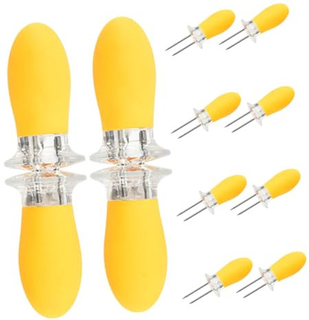 iplusmile 12 Pezzi Forchetta Per Mais in Acciaio Inossidabile Pannocchia Multifunzionale Stagione Distributore Totale Kit Spiedo Grigliare In Piedi Porta Mais Per Pannocchie Gel Di Silice