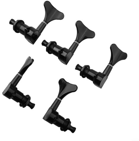 Lot complet de 5 accordeurs de guitare basse pour une meilleure performance et stabilité des cordes (3L2R Noir)