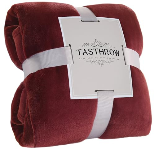 TASTHROW Borgoña Manta Franela para Cama 130 x 150cm