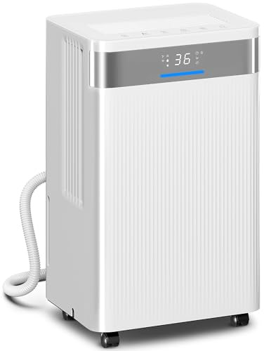 HOMCOM Deshumidificador 12L/día, Depósito 2L, Silencioso, Deshumidificador Eléctrico con 3 Modos, Pantalla LED, Temporizado 24 H, Bloqueo Infantil y Drenaje Continuo, hasta 12-25㎡, Blanco
