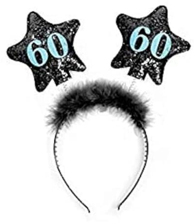 PartyDeco födelsedagshårband unisex – glitterpannband med fjädrar, stjärnor och nummer | roligt festtillbehör för att fira födelsedagar