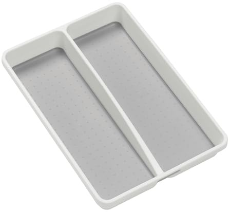 madesmart Small Utensil Tray, Multi Purpose Storage Organizer, Deep Storage for Ladles, Whisks & Serving Tools, Non Slip Lining, for Drawers & Home Organization, White