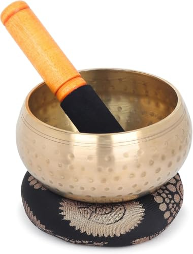 Zap Impex® Hermosa mano nueva martillada latón tazón de sonido Meditación tibetana Yoga Som Cups 4 pulgadas