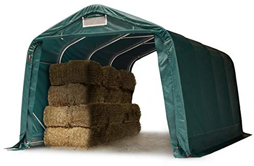 TOOLPORT Stabiler Weideunterstand 3,3x4,8 m PVC Plane 2300 N Weidehütte Unterstand, für Betonboden, grün