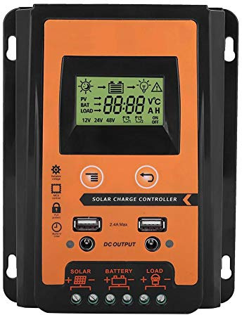 Regun MPPT Solar Charge Controller, 12V/24V LCD Display Battery Intelligent Regulator Dual USB for Lead-acid Battery(30A)