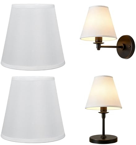 2 Piezas Pantalla de Lámpara, Pantalla de Tela, Pantalla de Lámpara con Clip para Bombillas E14, Pantalla de Estilo Nórdico, Accesorios de Iluminación de Araña