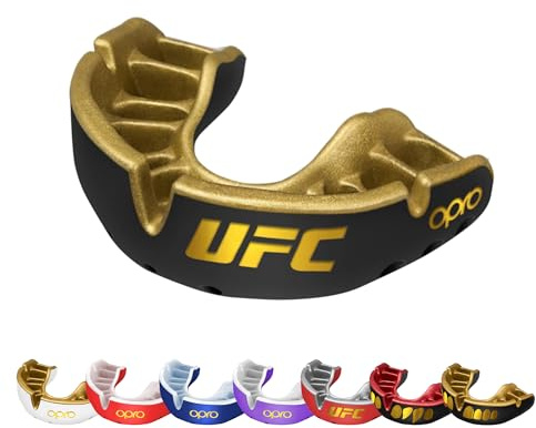 OPRO Paradenti Livello Oro - Aderenza Ottimale - Paradenti per Boxe, MMA, Rugby, Hockey - Protezione Dentale per Adulti e Bambini - Facile da Modellare - Con Garanzia Dentale