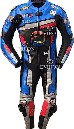 Motorrad 2-teiliger Lederkombi neues mehrfarbiges Design (XXXL, Schwarz & Blau)