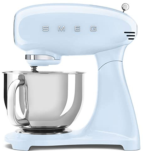 Smeg SMF03PBUK Full Colour Stand Mixer, 50's Style, 10 Speed Settings, 800W, Pastel Blue