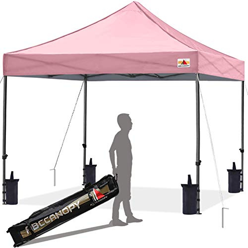 ABCCANOPY 2.5x2.5M Heavy Duty Pop Up Gazebo With Upgraded Roller Bag, 4 Weight Bags, Stakes and Ropes (Pink)