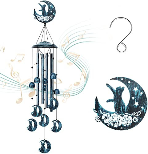 LESES Carillon éolien commémoratif pour Chat pour l'extérieur, Cadeau pour Femme, Grand-mère, 88,9 cm, Carillon éolien de condoléances pour extérieur, décoration de Maison, Jardin, Cour, terrasse