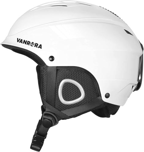 VANRORA Ski Helmet, Snowboard Helmet - Glossy White, S